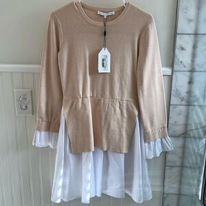 NWT English Factory Poplin Combo Knit Dress (Size Small)